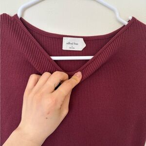 Aritzia Red Ribbed Midi Dress